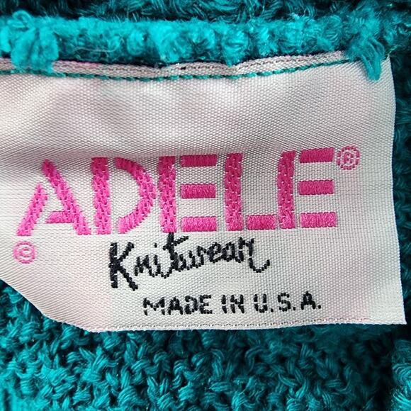 Vintage Adele Knitwear Sweater Womens M Blue Reversible V-Neck Bow Short Sleeves - Picture 4 of 8